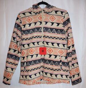 O'Neill Sierra fleece Cream hoodie with black, orange, & pink. NWT. S & M Sizes.